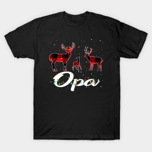 Opa Reindeer Plaid Pajama Shirt Family Christmas T-Shirt